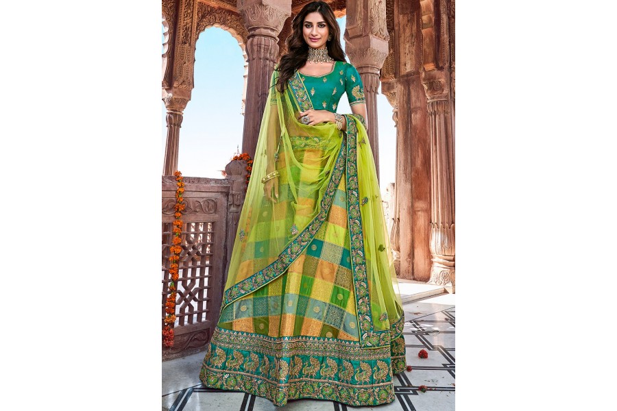 Premium Jacquard Silk Lehenga Choli Set – Fully Stitched
