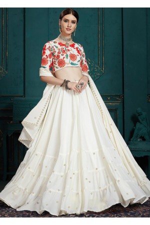 White Lehenga With Floral Embroidered Choli 3103