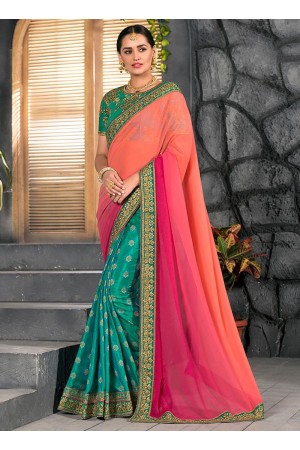 Tricolor half and half saree 2011