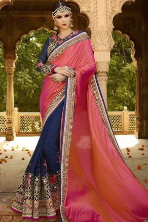 blue pink wedding sarees 6012