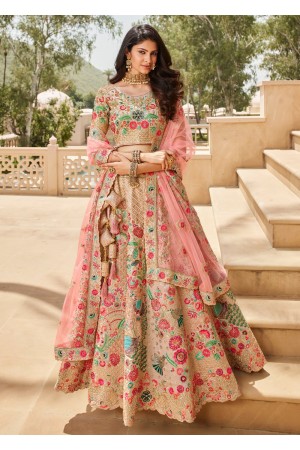 Peach Indian wedding hand work lehenga choli 982