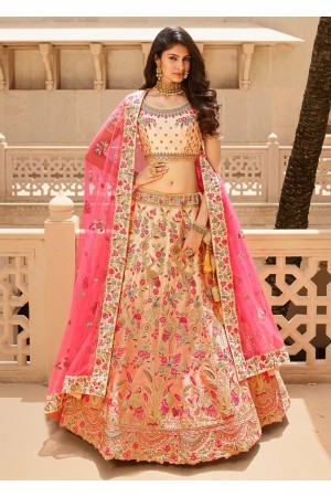 Shaded Peach Pink Indian wedding hand work lehenga choli 985