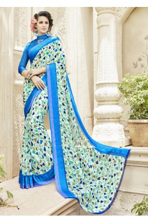 Multi Colored Faux Georgette Traditional Printed Saree 585