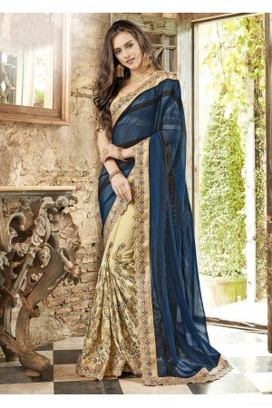 Beige Georgette Chiffon Embroidered Festive Saree 88005