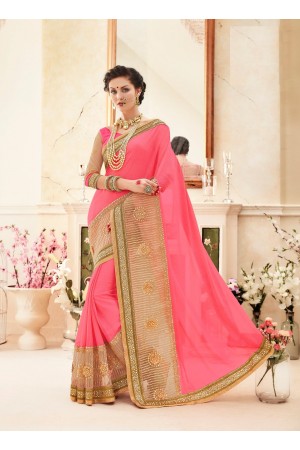 Party wear pink gold color saree