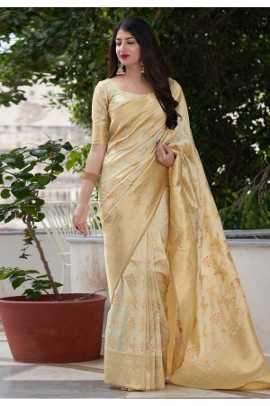 Beige banarasi festival wear saree 6008