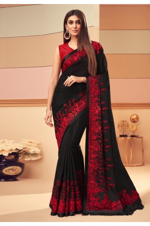 Black silk festival wear saree 6116