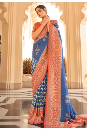 Blue silk festival wear saree 246