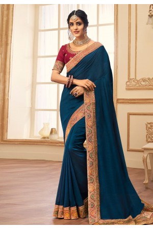 Blue silk festival wear saree 2806