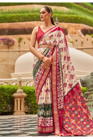 Cream silk festival wear saree 114H