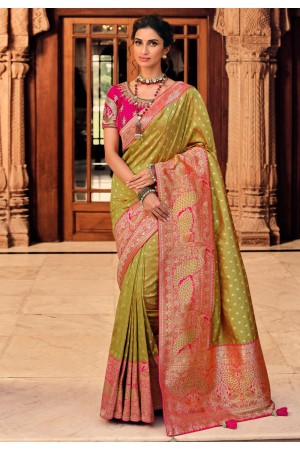 Green silk festival wear saree 10134