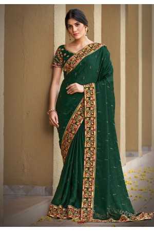 Green silk georgette saree with blouse 41718