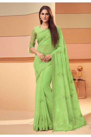 Light green silk festival wear saree 6110