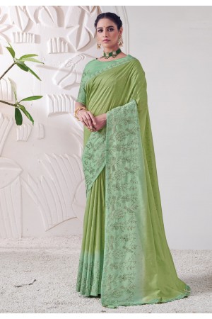 Light green viscose saree with blouse 41613