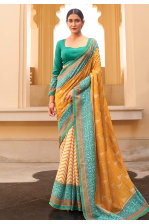 Mustard silk saree with blouse 243