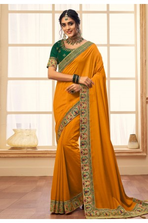 Mustard silk saree with blouse 2805