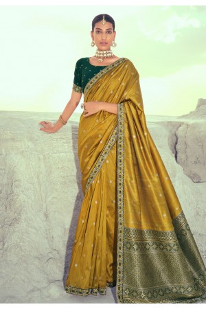 Mustard silk saree with blouse 4235