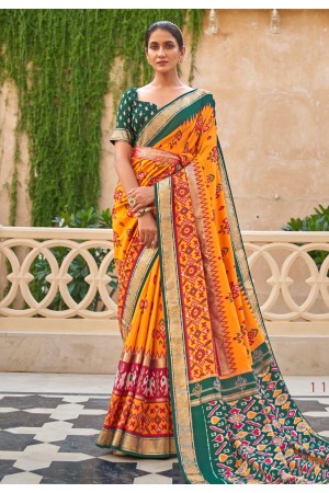 Orange silk festival wear saree 114F