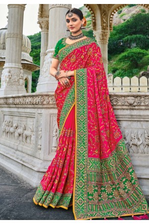 Pink satin festival wear saree 5903