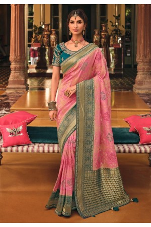 Pink silk festival wear saree 13362
