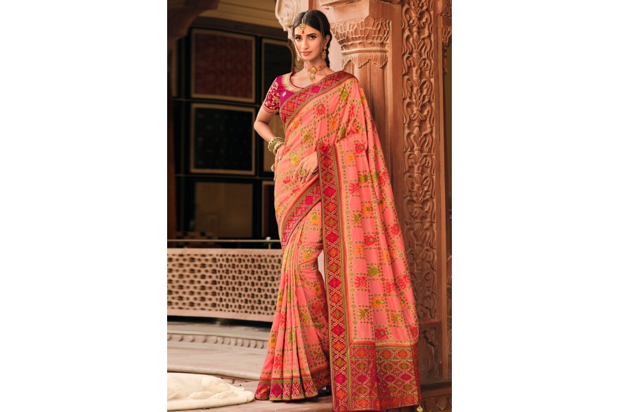 Celebrations Wear Designer Pink Silk Saree