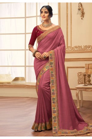 Pink silk festival wear saree 2802