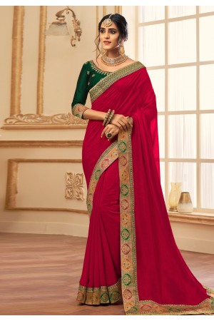 Pink silk saree with blouse 2804