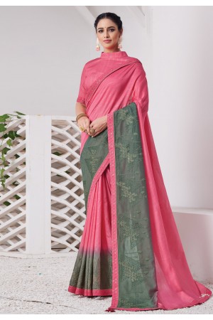 Pink viscose festival wear saree 41608