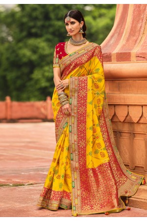 Yellow silk saree with blouse 4803