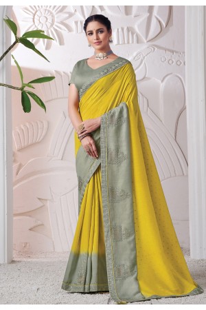 Yellow viscose saree with blouse 41607