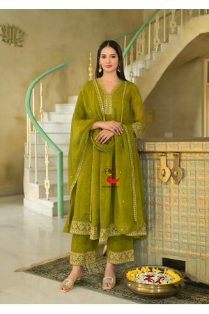 Fresh Green gown style suit with hand work embroidery for wedding 44