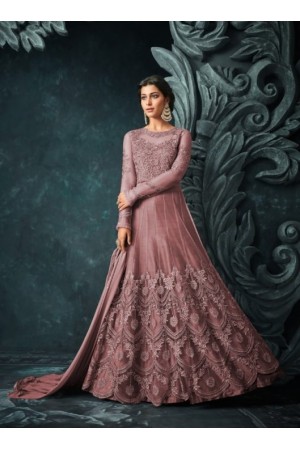 Mauve Net Trouser Style Anarkali Suit 1206