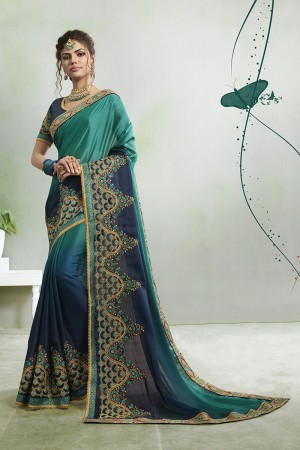 Party wear indian wedding designer saree 7305