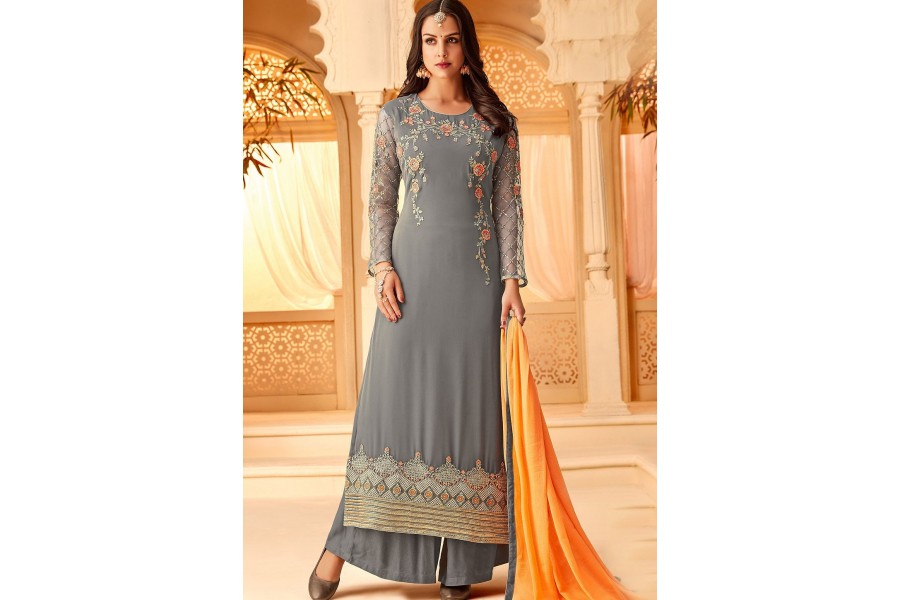 Sea Green Palazzo style Dress Georgette main image 1