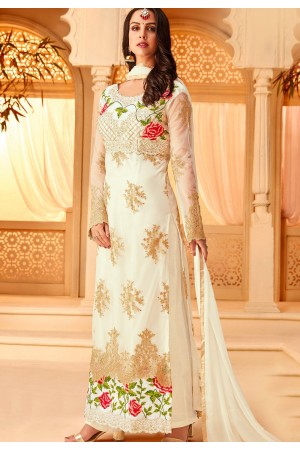 white net embroidered palazzo style suit 5115