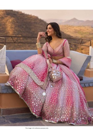 Bollywood Model Light Rose mirror embroidery georgette lehenga choli