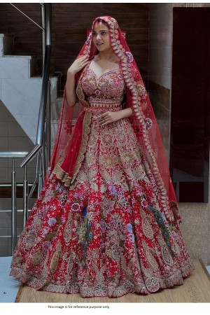 Bollywood Model Red sequins embroidery georgette lehenga choli