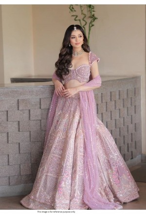Bollywood Model Mauve pInk Kasturi silk heavy wedding lehenga choli