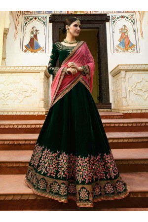 Green pink silk Indian wedding lehenga choli 811