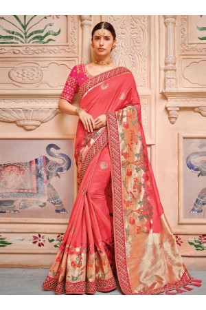 Pink banarasi silk wedding saree 2013
