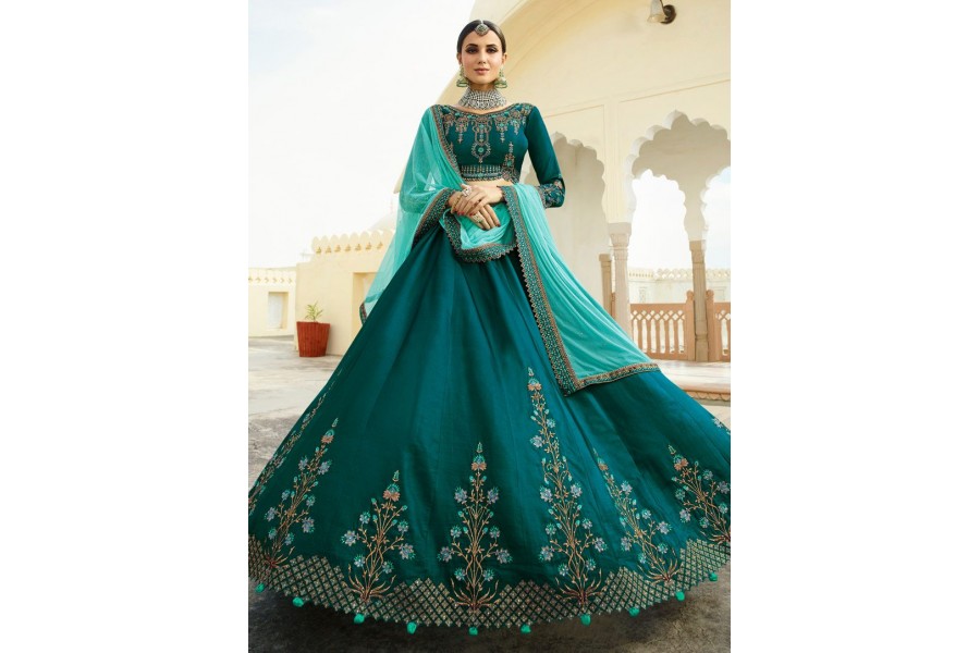 slim fit dress slacks Persian Green Banarasi Georgette Dress with Gold Net Duppatta