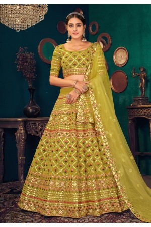 Green georgette lehenga choli 1825