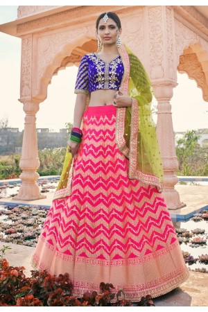 Pink brocade silk embroidered lehenga choli 4219