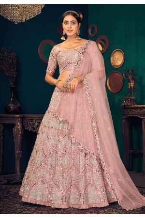 Pink georgette sequins work lehenga choli 1816