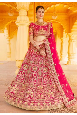 Pink velvet bridal lehenga choli 8303