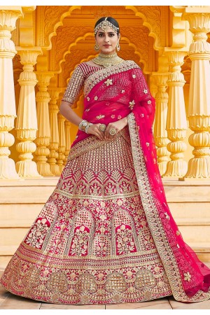 Pink velvet bridal lehenga choli 8304