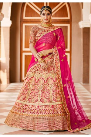 Pink velvet bridal lehenga choli 8306