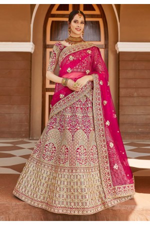 Pink velvet bridal lehenga choli 8307