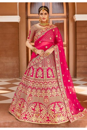 Pink velvet bridal lehenga choli 8309