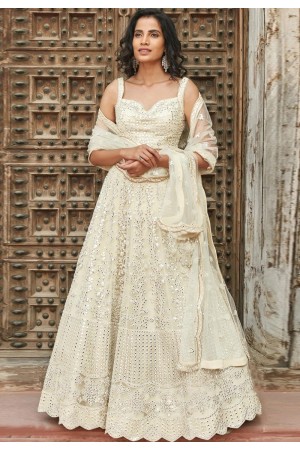 White organza embroidered lehenga choli 1002